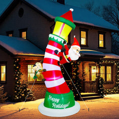 Lulu Home 9FT Christmas Inflatable Lighthouse packed in drawstring bag