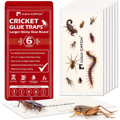 LULUCATCH Cricket Insect Glue Trap front view, large size 5x10 inches