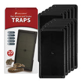 LULUCATCH Mouse Glue Traps 10 Pack, black heavy-duty traps displayed