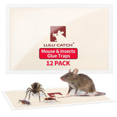 LULUCATCH Mouse Traps 12 Pack pre-baited sticky traps with peanut butter scent