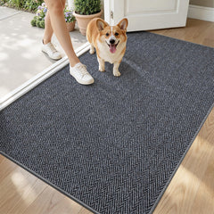 LUMI Ultra Thin Indoor Door Mat 36"x56" front view in slate gray