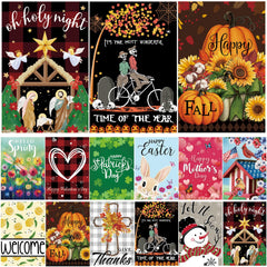 Lumifan Seasonal Garden Flags Set of 12 colorful designs