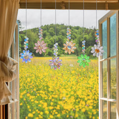 Lumiti Crystal Sunflower Suncatchers displayed on a patio