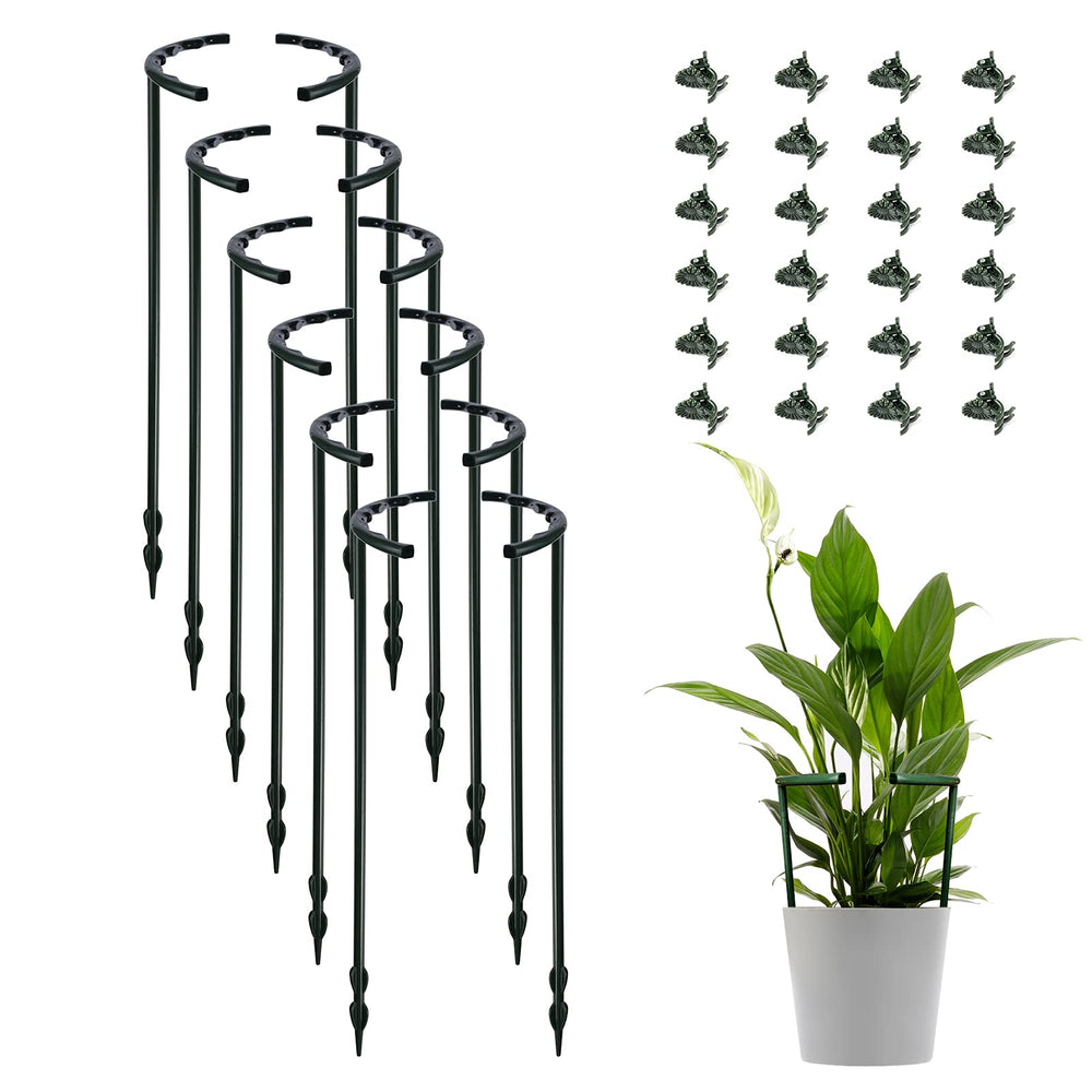 Lunhans Plant Support Stakes 12 Pack with clips, green color