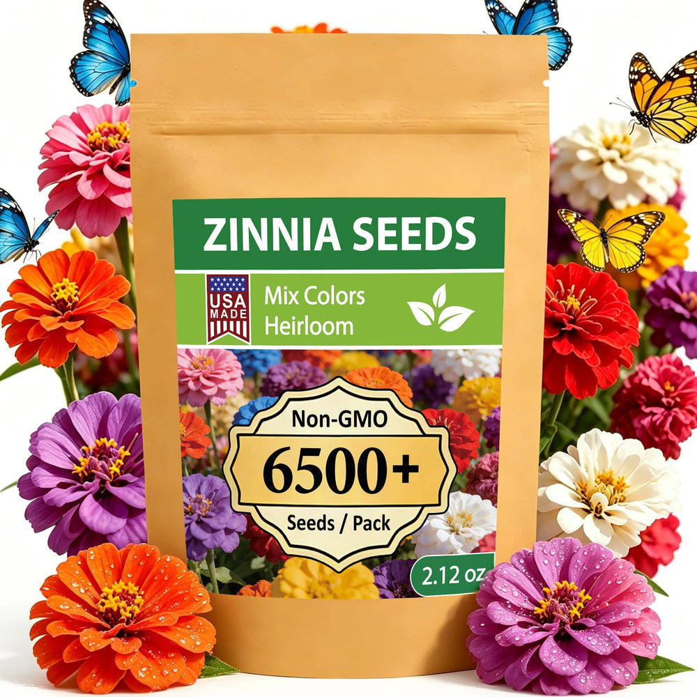 LUOJIBIE Zinnia Seeds 6500+ mixed colours pack front view