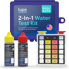 Lupo 2-In-1 Pool Test Kit in heavy-duty storage case