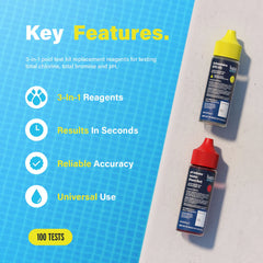 Lupo 3-in-1 Pool Test Kit Reagents OTO and Phenol Red