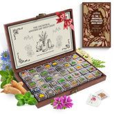 LUSH&DEW herb seed chest wooden box with 40 labeled acrylic containers