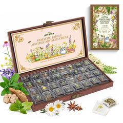 LUSH&DEW Holistic Family Apothecary Seed Chest wooden box with labeled containers