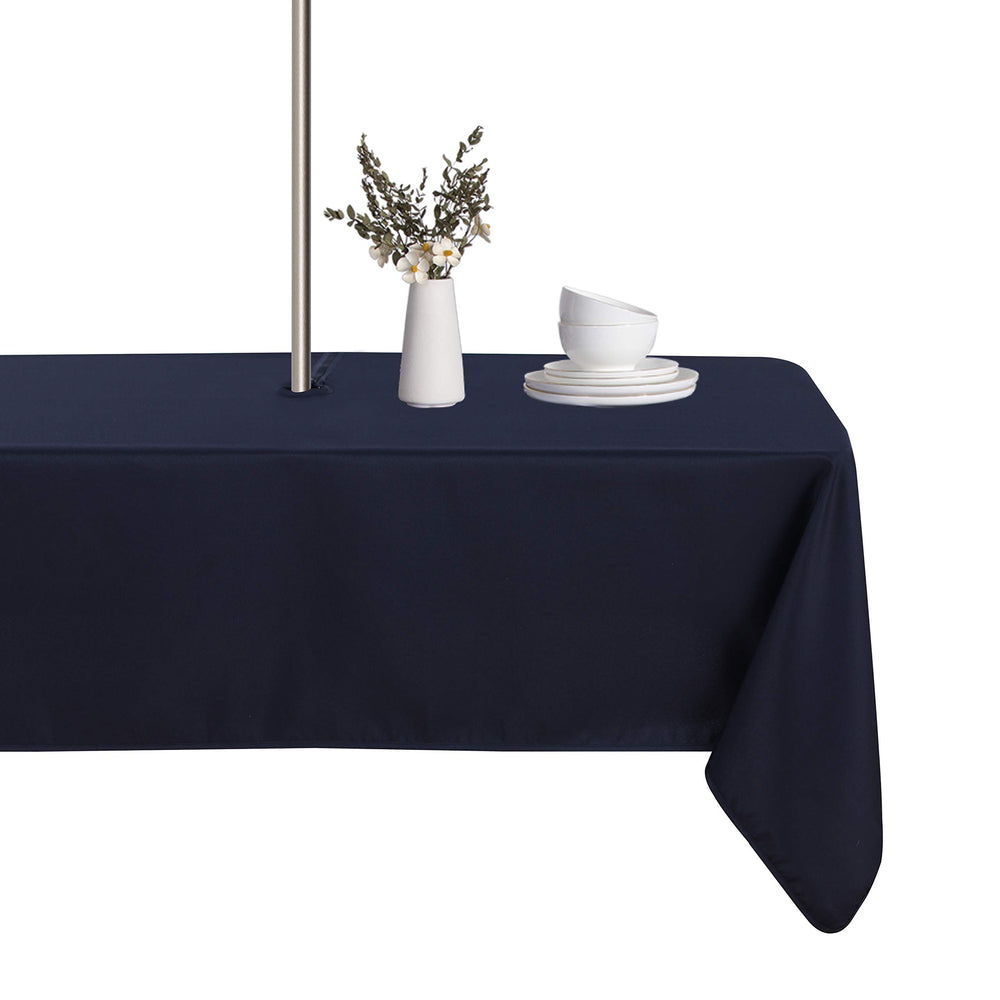LUSHVIDA 60x102 inch navy outdoor tablecloth front view