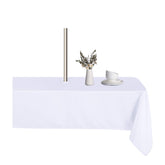 LUSHVIDA 60x120 inch white outdoor tablecloth front view with umbrella hole