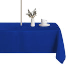 LUSHVIDA 60x84 inch blue tablecloth front view with umbrella hole