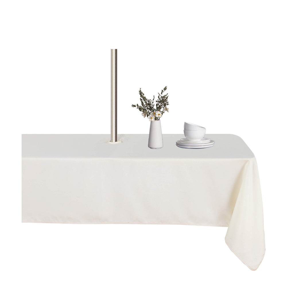 LUSHVIDA 60x84 inch outdoor tablecloth beige front view