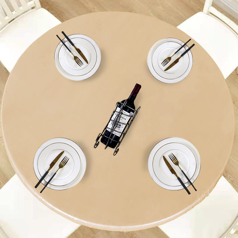 LUSHVIDA 68-inch round tablecloth in champagne colour, front view