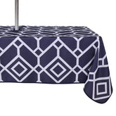 LUSHVIDA Moroccan Outdoor Tablecloth navy 60x84 inch front view