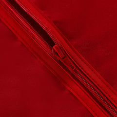 LUSHVIDA Round Outdoor Tablecloth Red on a table in a garden setting