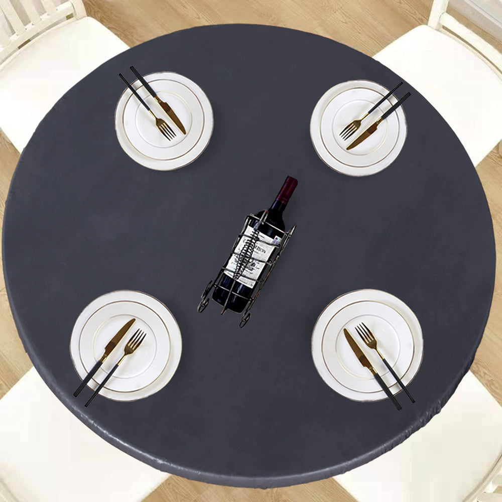 LUSHVIDA Round Tablecloth 68-inch grey model front view