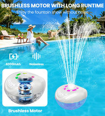 Luxfero Floating Pool Fountain in action with water jets