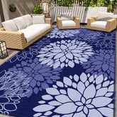 LuxStep Outdoor Rug 6' x 9' blue plastic straw mat front view