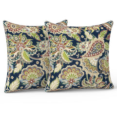 LVTXIII 20x20 outdoor throw pillows in Paisley Sapphire Blue front view