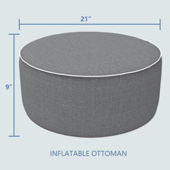 LVTXIII Inflatable Ottoman placed on patio with plants
