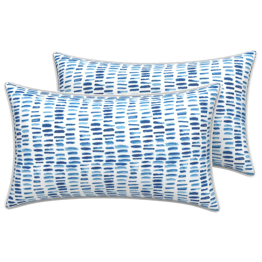 LVTXIII Outdoor Lumbar Pillow Cover in A Pebble Blue, front view