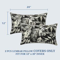 LVTXIII outdoor lumbar pillow covers displayed on patio furniture