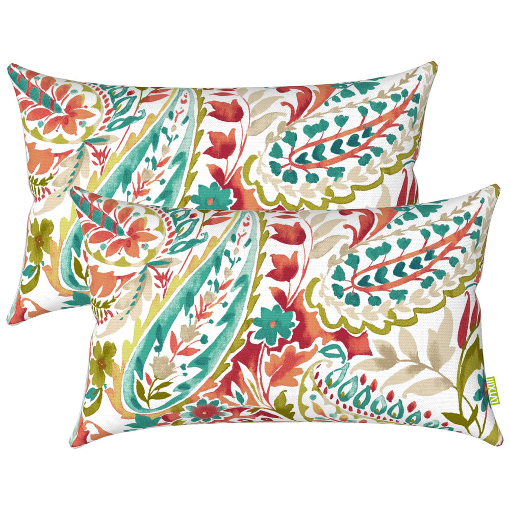 LVTXIII Outdoor Lumbar Pillow Pack of 2 in Pretty Paisley front view