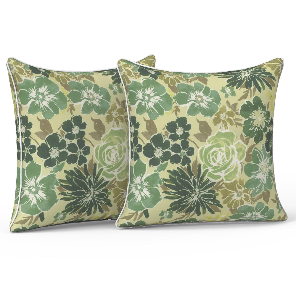 LVTXIII Outdoor Pillow Covers 16x16 Green Rose front view