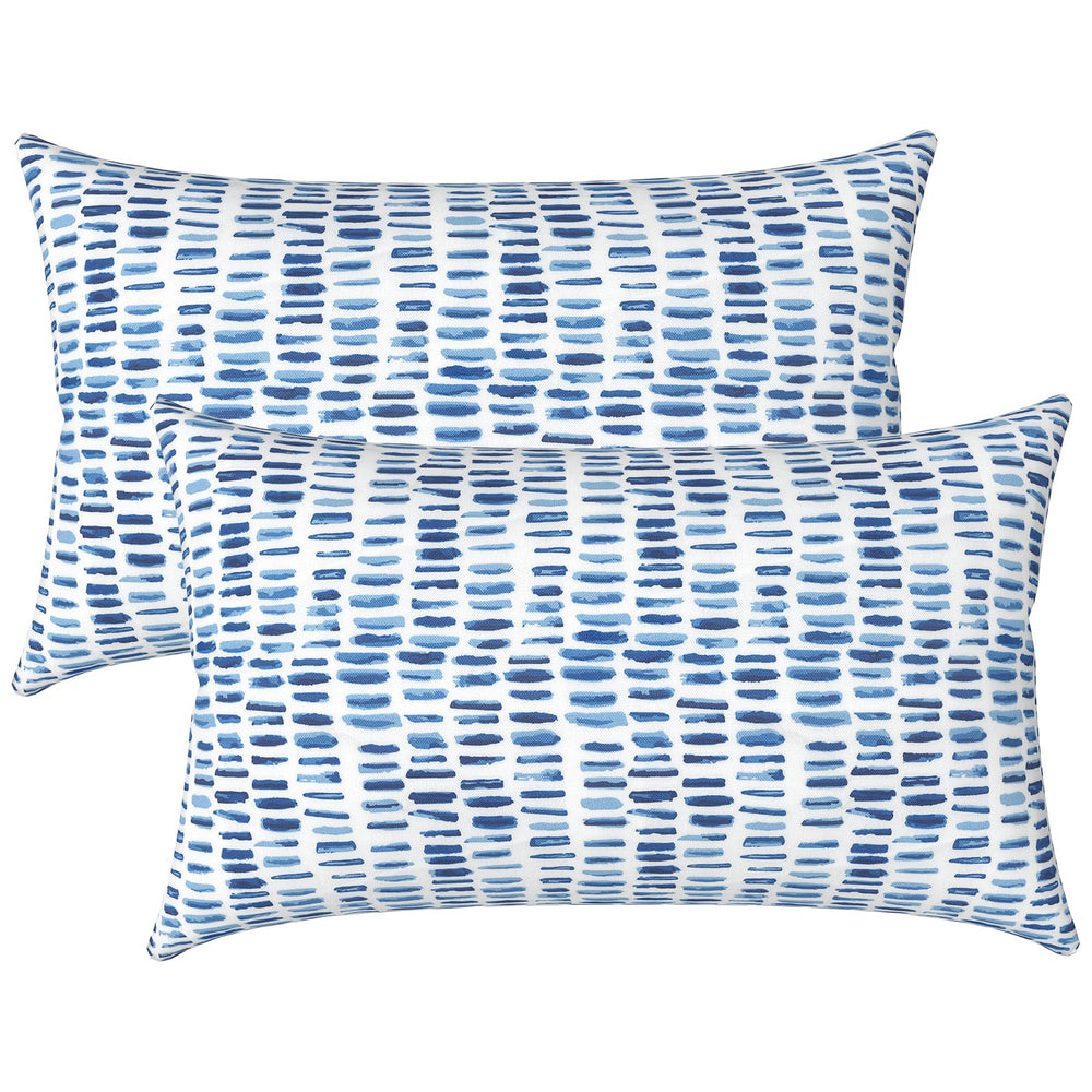 LVTXIII Set of 2 Patio Lumbar Pillows in Pebble Blue, front view