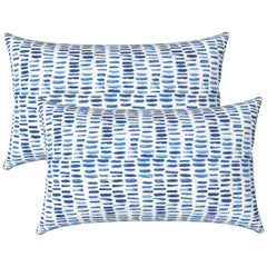 LVTXIII Set of 2 Patio Lumbar Pillows in Pebble Blue, front view