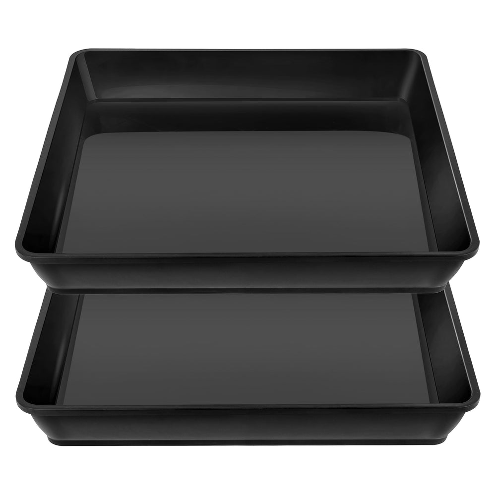 LWALRS 16-inch square plant saucer black front view