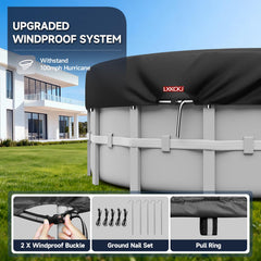 LXKCKJ 12 Ft pool cover with ground nails and ropes