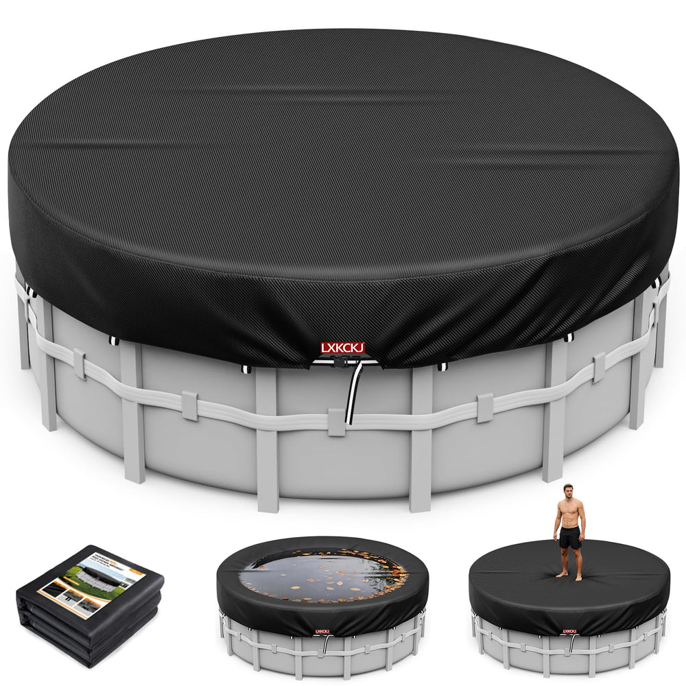 LXKCKJ 12 Ft round pool cover black model front view