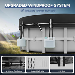 LXKCKJ 15 FT Round Pool Cover with buckle straps secured