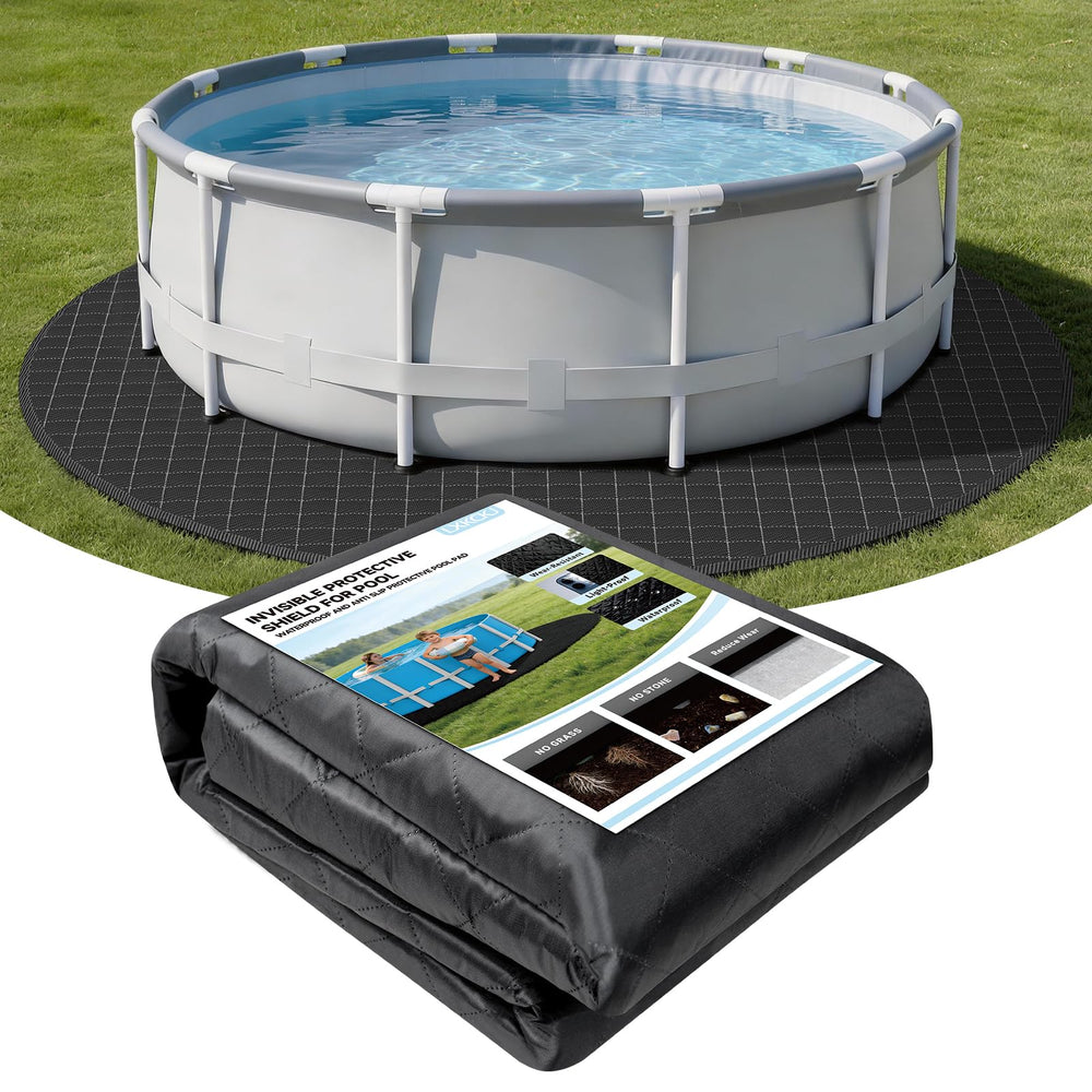 LXKCKJ 15 Ft Round Pool Liner Pad front view in black