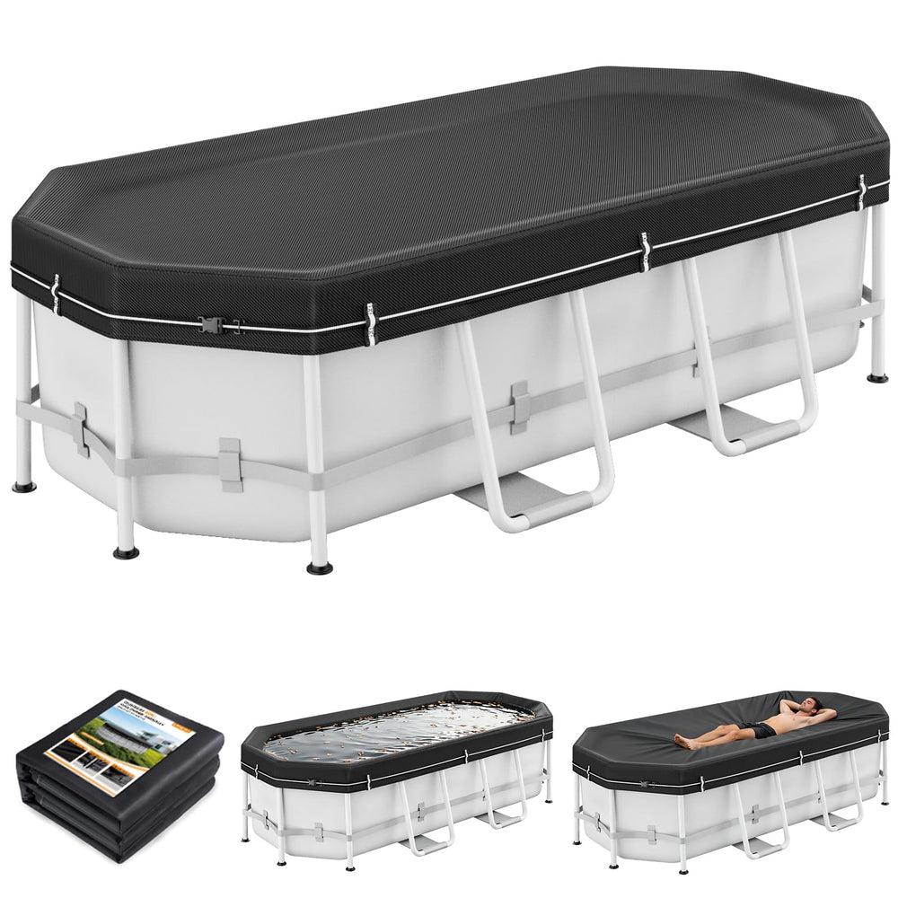 LXKCKJ 8X14 FT Pool Cover black fabric front view