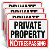 Lykjdnz No Trespassing Sign front view, red and black design