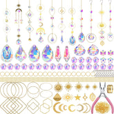 Lyukii DIY Suncatcher Kit contents with various crystal shapes