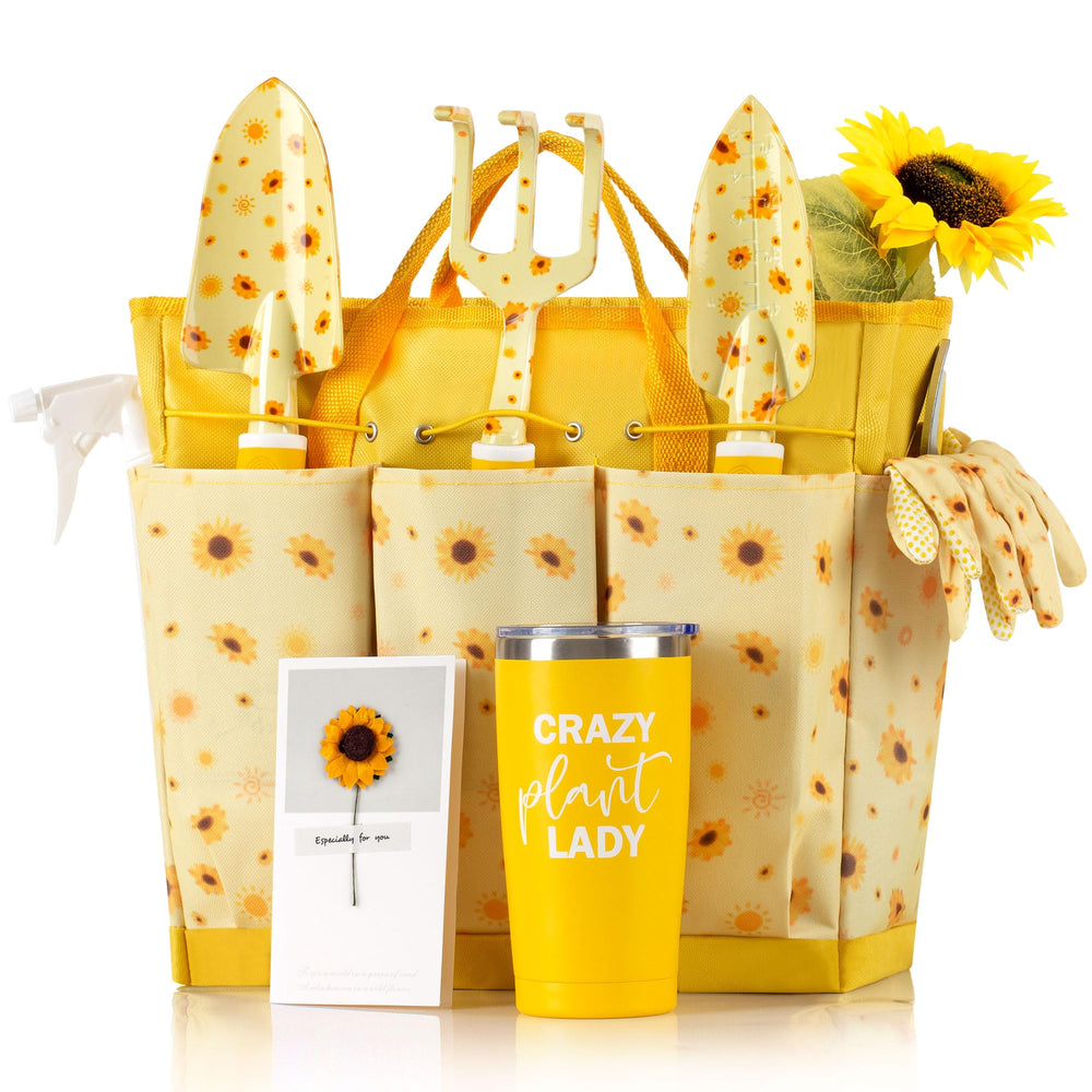 LZPTYYSN Gardening Tool Set with sunflower print in tote