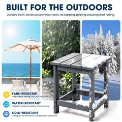 LZRS Patio Side Table assembled next to an Adirondack chair