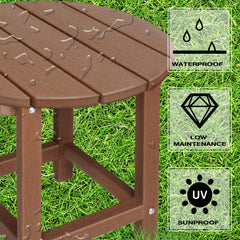 LZRS Round Adirondack Side Table beside an adirondack chair