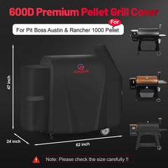 M COMNOVA OUTDOORS grill cover black fabric with adjustable Velcro straps