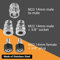 M MINGLE pressure washer hose showing stainless steel material
