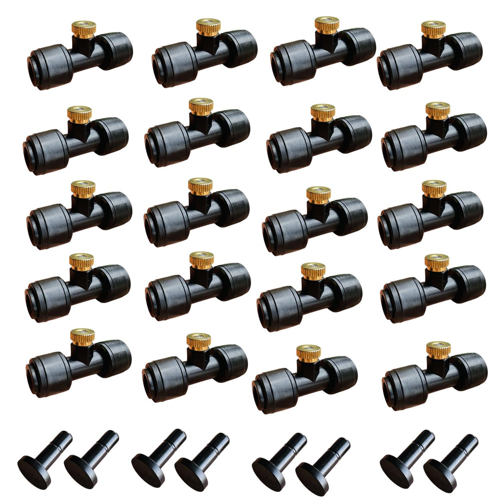 Madavoon 20 pack 1/4 inch misting nozzles kit with brass orifice
