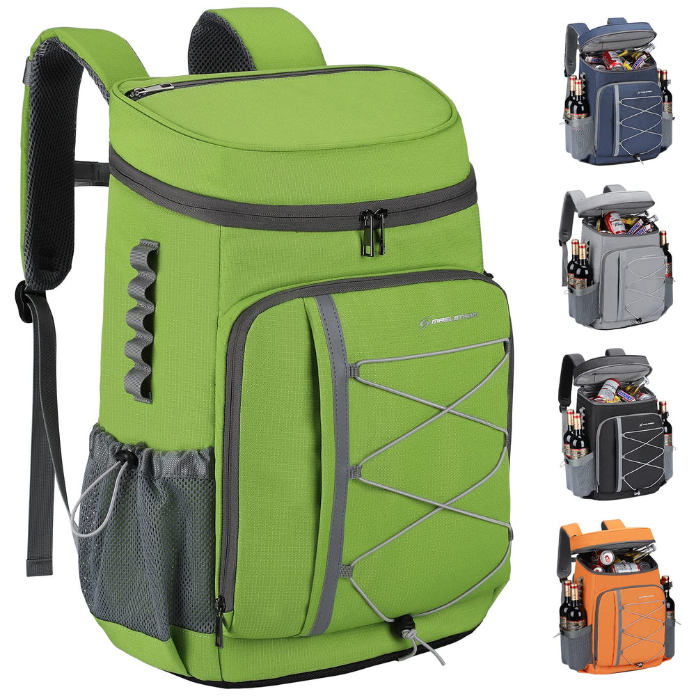 Maelstrom 35 Can Insulated Cooler Backpack front view, green