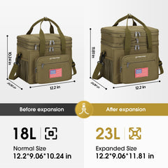 Maelstrom lunch box expandable top compartment open