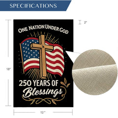 MAGJIUKE Garden Flag 250th Anniversary back view showcasing 'One Nation Under God'