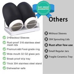 Malastar sprouting kit includes stainless steel stand and drip tray
