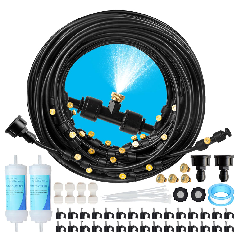 Maotong 100FT misting cooling system front view with brass nozzles